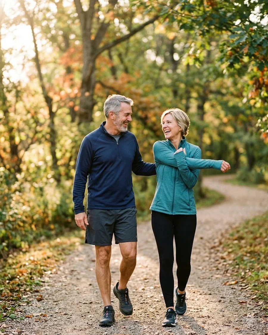 Active, healthy-aging couple outdoors
